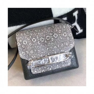 Hermes Roulis Crocodile / Lizard Leather Shoulder Bag ,19cm - 에르메스 룰리스 크로커다일/리저드 레더 여성용 숄더백 HERB0536,19cm,그레이