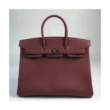 Hermes Birkin Togo Leather Tote Shoulder Bag ,35cm - 에르메스 버킨 토고 레더 여성용 토트 숄더백 HERB0516,35cm,와인