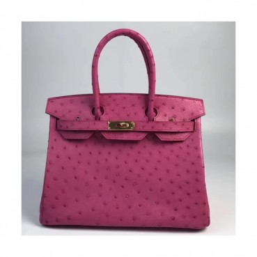 Hermes Birkin Ostrich Leather Tote Shoulder Bag ,30cm - 에르메스 버킨 오스트리치 레더 여성용 토트 숄더백 HERB0510,핑크,30cm