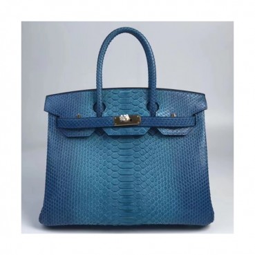 Hermes Birkin Snake Leather Tote Shoulder Bag ,30cm - 에르메스 버킨 스네이크 레더 여성용 토트 숄더백 HERB0509,30cm,다크블루