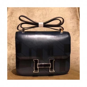 Hermes Constance Epsom Leather Shoulder Bag,24cm - 에르메스 콘스탄스 엡송 레더 여성용 숄더백 HERB0496, 24cm,네이비+블랙