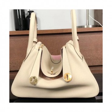 Hermes Lindy Togo&Swift Leather Tote Shoulder Bag ,26cm - 에르메스 린디 토고&스위프트 레더 여성용 토트 숄더백 HERB0491,26cm,연그레이+핑크