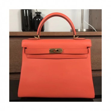 Hermes Kelly Swift Leather Tote Shoulder Bag ,28cm - 에르메스 켈리 스위프트 레더 여성용 토트 숄더백 HERB0442,28cm,오렌지