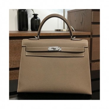 Hermes Kelly Epsom Leather Tote Shoulder Bag ,32cm - 에르메스 켈리 엡송 레더 여성용 토트 숄더백 HERB0428,32cm,그레이(은장)