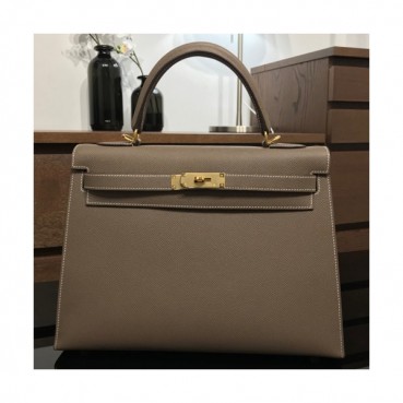 Hermes Kelly Epsom Leather Tote Shoulder Bag ,32cm - 에르메스 켈리 엡송 레더 여성용 토트 숄더백 HERB0427,32cm,그레이(금장)