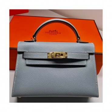 Hermes Mini Kelly 2 Epsom Leather Tote Shoulder Bag , - 에르메스 미니 켈리 2 엡송 레더 여성용 토트 숄더백 HERB0417,그레이블루