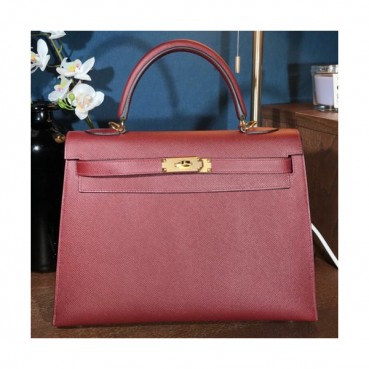 Hermes Kelly Epsom Leather Tote Shoulder Bag ,32cm - 에르메스 켈리 엡송 레더 여성용 토트 숄더백 HERB0416,32cm,와인