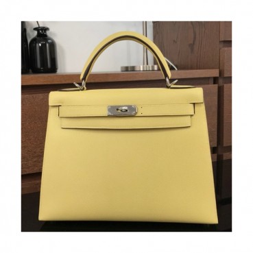 Hermes Kelly Epsom Leather Tote Shoulder Bag ,28cm - 에르메스 켈리 엡송 레더 여성용 토트 숄더백 HERB0411,28cm,옐로우(은장)