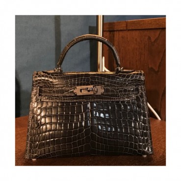 Hermes Mini Kelly 2 Crocodile Leather Tote Shoulder Bag , - 에르메스 미니 켈리 2 크로커다일 레더 여성용 토트 숄더백 HERB0401,그레이