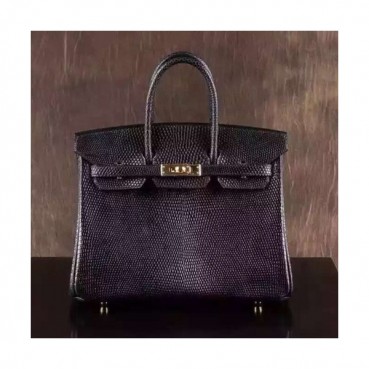 Hermes Birkin Lizard Leather Tote Shoulder Bag ,25cm - 에르메스 버킨 리저드 레더 여성용 토트 숄더백 HERB0374,25cm,블랙