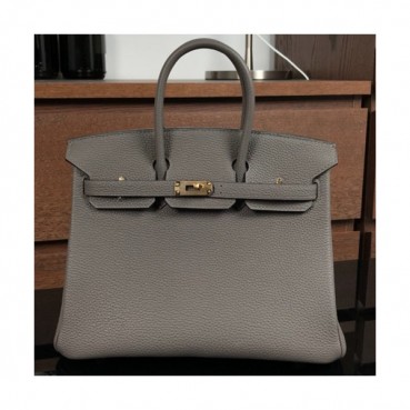 Hermes Birkin Togo Leather Tote Shoulder Bag ,25cm - 에르메스 버킨 토고 레더 여성용 토트 숄더백 HERB0373,25cm,그레이