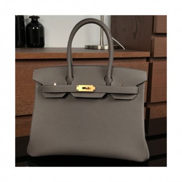Hermes Birkin Togo Leather Tote Shoulder Bag ,30cm - 에르메스 버킨 토고 레더 여성용 토트 숄더백 HERB0372,30cm,그레이