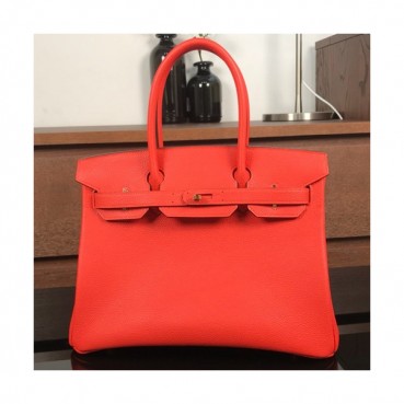 Hermes Birkin Togo Leather Tote Shoulder Bag ,30cm - 에르메스 버킨 토고 레더 여성용 토트 숄더백 HERB0369,30cm,레드오렌지