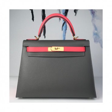 Hermes Kelly Epsom Leather Tote Shoulder Bag ,28cm - 에르메스 켈리 엡송 레더 여성용 토트 숄더백 HERB0358,28cm,그레이+핑크