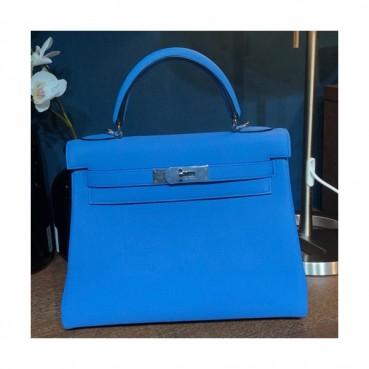 Hermes Kelly Togo Leather Tote Shoulder Bag ,28cm - 에르메스 켈리 토고 레더 여성용 토트 숄더백 HERB0351,28cm,블루