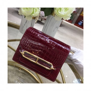 Hermes Roulis Crocodile Leather Shoulder Bag ,19cm - 에르메스 룰리스 크로커다일 레더 여성용 숄더백 HERB0344,19cm,와인