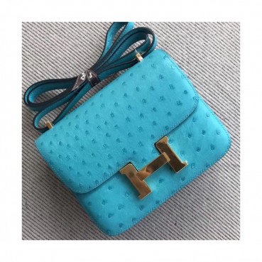 Hermes Constance Ostrich Leather Shoulder Bag,23cm - 에르메스 콘스탄스 오스트리치 레더 여성용 숄더백 HERB0339, 23cm,스카이블루
