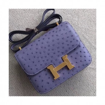 Hermes Constance Ostrich Leather Shoulder Bag,23cm - 에르메스 콘스탄스 오스트리치 레더 여성용 숄더백 HERB0337, 23cm,연퍼플