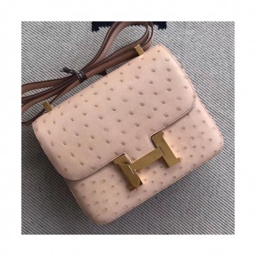 Hermes Constance Ostrich Leather Shoulder Bag,23cm - 에르메스 콘스탄스 오스트리치 레더 여성용 숄더백 HERB0332, 23cm,베이지