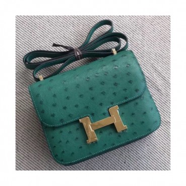Hermes Constance Ostrich Leather Shoulder Bag,23cm - 에르메스 콘스탄스 오스트리치 레더 여성용 숄더백 HERB0330, 23cm,그린