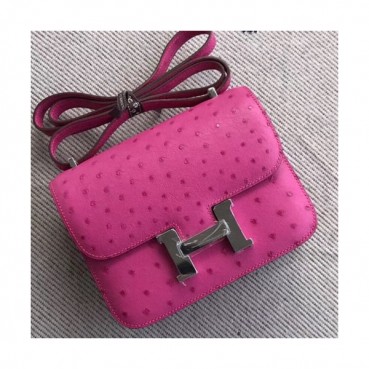 Hermes Constance Ostrich Leather Shoulder Bag,23cm - 에르메스 콘스탄스 오스트리치 레더 여성용 숄더백 HERB0328, 23cm,진핑크