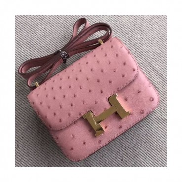 Hermes Constance Ostrich Leather Shoulder Bag,23cm - 에르메스 콘스탄스 오스트리치 레더 여성용 숄더백 HERB0326, 23cm,연핑크