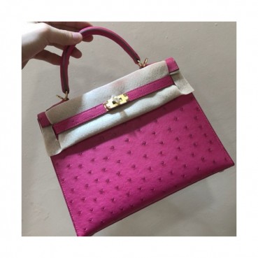 Hermes Kelly Ostrich Leather Tote Shoulder Bag ,28cm - 에르메스 켈리 오스트리치 레더 여성용 토트 숄더백 HERB0293,28cm,핑크