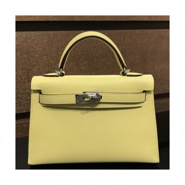 Hermes Mini Kelly 2 Epsom Leather Tote Shoulder Bag ,20cm - 에르메스 미니 켈리 2 엡송 레더 여성용 토트 숄더백 HERB0287,20cm,옐로우(은장)