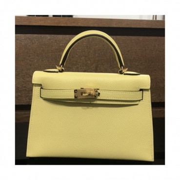Hermes Mini Kelly 2 Epsom Leather Tote Shoulder Bag ,20cm - 에르메스 미니 켈리 2 엡송 레더 여성용 토트 숄더백 HERB0287,20cm,옐로우(금장)