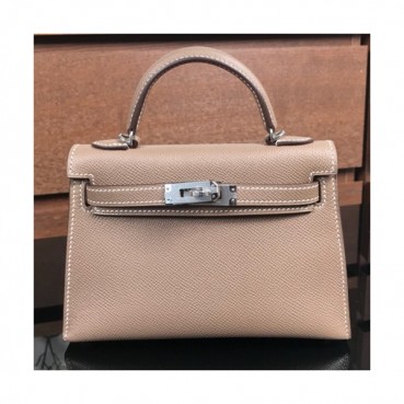 Hermes Mini Kelly 2 Epsom Leather Tote Shoulder Bag , - 에르메스 미니 켈리 2 엡송 레더 여성용 토트 숄더백 HERB0285,베이지그레이(은장)
