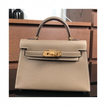 Hermes Mini Kelly 2 Epsom Leather Tote Shoulder Bag , - 에르메스 미니 켈리 2 엡송 레더 여성용 토트 숄더백 HERB0284,베이지그레이(금장)