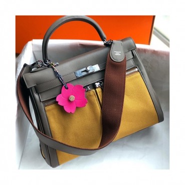 Hermes Lakis Kelly Swift Leather Tote Shoulder Bag ,32cm - 에르메스 라키스 켈리 스위프트 레더 여성용 토트 숄더백 HERB0283,32cm,옐로우