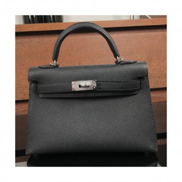 Hermes Mini Kelly 2 Epsom Leather Tote Shoulder Bag , - 에르메스 미니 켈리 2 엡송 레더 여성용 토트 숄더백 HERB0276,블랙(은장)