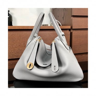 Hermes Lindy Togo Leather Tote Shoulder Bag ,30cm - 에르메스 린디 토고 레더 여성용 토트 숄더백 HERB0267,30cm,그레이