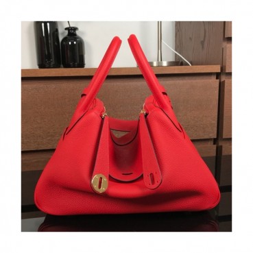 Hermes Lindy Togo Leather Tote Shoulder Bag ,30cm - 에르메스 린디 토고 레더 여성용 토트 숄더백 HERB0266,30cm,레드