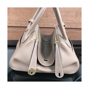Hermes Lindy Togo Leather Tote Shoulder Bag ,26cm - 에르메스 린디 토고 레더 여성용 토트 숄더백 HERB0262,26cm,그레이