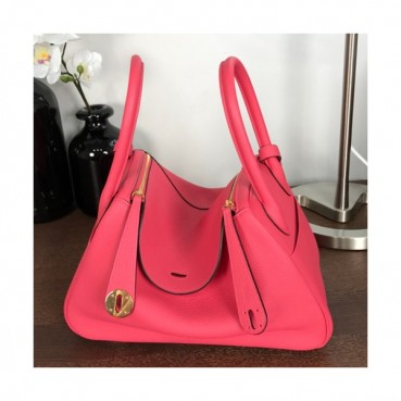 Hermes Lindy Togo Leather Tote Shoulder Bag ,30cm - 에르메스 린디 토고 레더 여성용 토트 숄더백 HERB0260,30cm,핑크