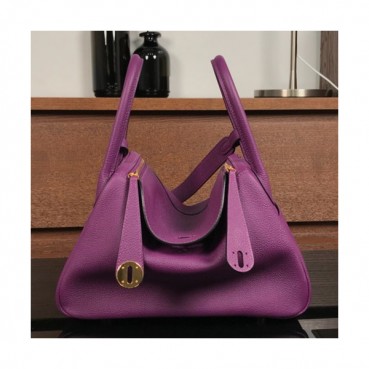 Hermes Lindy Togo Leather Tote Shoulder Bag ,26cm - 에르메스 린디 토고 레더 여성용 토트 숄더백 HERB0259,26cm,퍼플