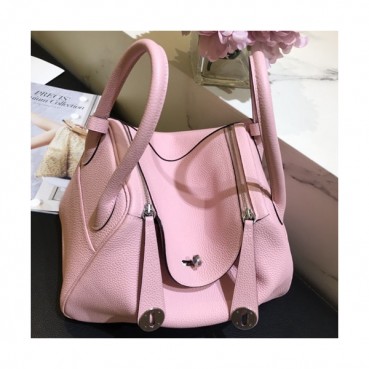 Hermes Lindy Togo Leather Tote Shoulder Bag ,26cm - 에르메스 린디 토고 레더 여성용 토트 숄더백 HERB0258,26cm,연핑크