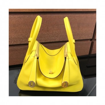 Hermes Lindy Swift Leather Tote Shoulder Bag ,26cm - 에르메스 린디 스위프트 레더 여성용 토트 숄더백 HERB0257,26cm,옐로우