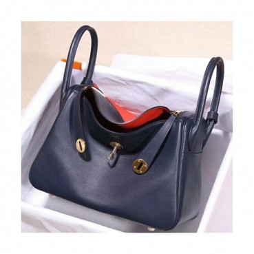 Hermes Lindy Swift Leather Tote Shoulder Bag ,26cm - 에르메스 린디 스위프트 레더 여성용 토트 숄더백 HERB0253,26cm,네이비