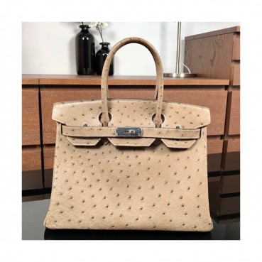Hermes Birkin Ostrich Leather Tote Shoulder Bag ,30cm - 에르메스 버킨 오스트리치 레더 여성용 토트 숄더백 HERB0249,30cm,그레이