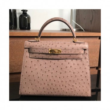 Hermes Kelly Ostrich Leather Tote Shoulder Bag ,28cm - 에르메스 켈리 오스트리치 레더 여성용 토트 숄더백 HERB0246,28cm,연브라운