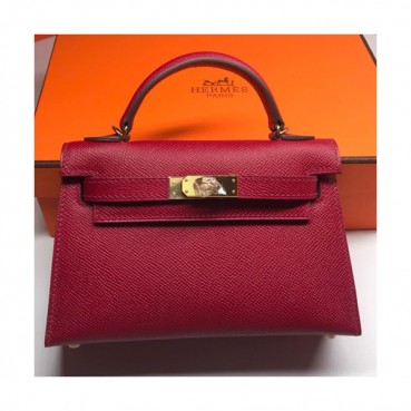Hermes Mini Kelly 2 Epsom Leather Tote Shoulder Bag , - 에르메스 미니 켈리 2 엡송 레더 여성용 토트 숄더백 HERB0221,와인