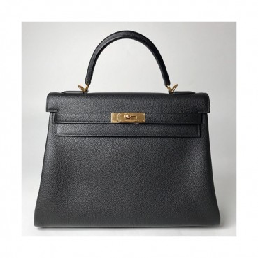 Hermes Kelly Togo Leather Tote Shoulder Bag ,32cm - 에르메스 켈리 토고 레더 여성용 토트 숄더백 HERB0190,32cm,블랙
