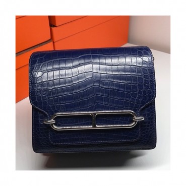 Hermes Roulis Crocodile Leather Shoulder Bag ,19cm - 에르메스 룰리스 크로커다일 레더 여성용 숄더백 HERB0189,19cm,네이비
