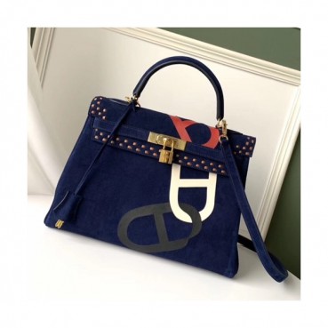 Hermes 2019  Kelly Suede Tote Shoulder Bag ,32cm - 에르메스 2019 켈리 스웨이드 여성용 토트 숄더백 HERB0171,32cm,네이비