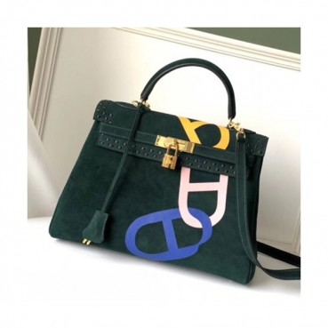 Hermes 2019  Kelly Suede Tote Shoulder Bag ,32cm - 에르메스 2019 켈리 스웨이드 여성용 토트 숄더백 HERB0170,32cm,그린