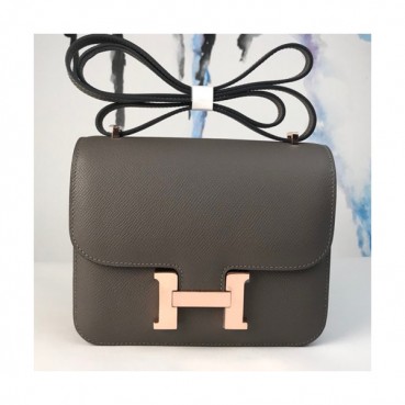 Hermes Constance Leather Shoulder Bag,19cm - 에르메스 콘스탄스 레더 여성용 숄더백 HERB0146, 19cm,그레이