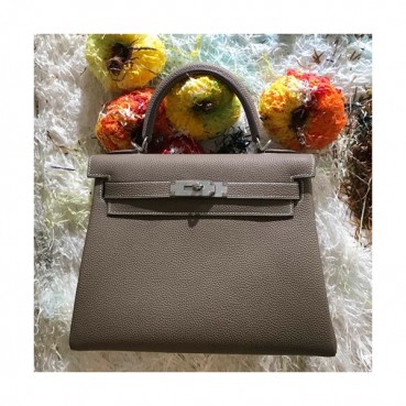 Hermes Kelly Togo Leather Tote Shoulder Bag ,28cm - 에르메스 켈리 토고 레더 여성용 토트 숄더백 HERB0145,28cm,그레이